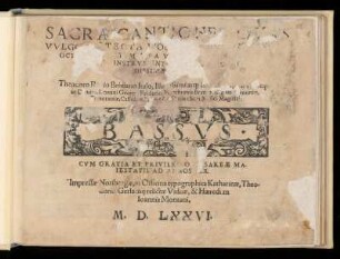 Teodoro Riccio: Sacrae cantiones ... quinque, sex et octo vocvm ... Bassvs