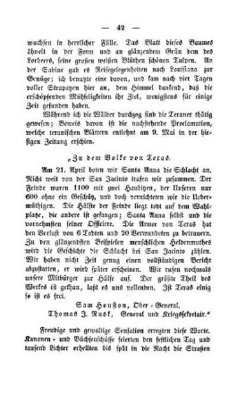 Proclamation des Obergenerals Sam Houston. Siegesfeier.