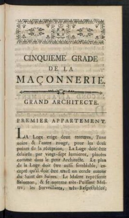 Cinquieme Grade De La Maconnerie