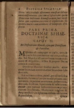 Pars Prima. Doctrinae Sphaericae