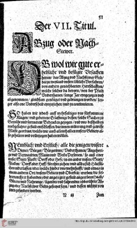 Titul VII Abzug oder Nachstewer