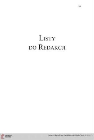 Listy do Redakcji
