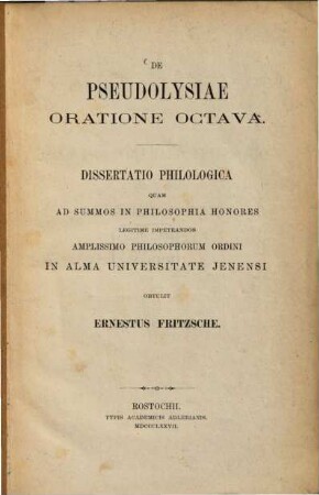De Pseudolysiae oratione octava