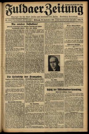 Erste Ausgabe vom Mittwoch, den 30. September 1931.