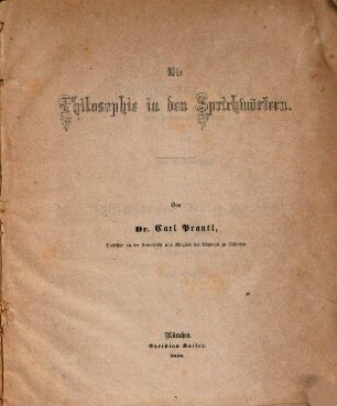 Die Philosophie in den Sprichwörtern