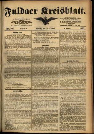 Ausgabe vom Dienstag, den 20. Oktober 1908.