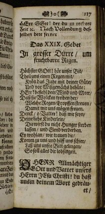 Das XXIX. Gebet In grosser Dürre/ um fruchtbaren Regen. - Das XXX. Danck-Gebet. Für einen bescherten fruchtbaren Regen.