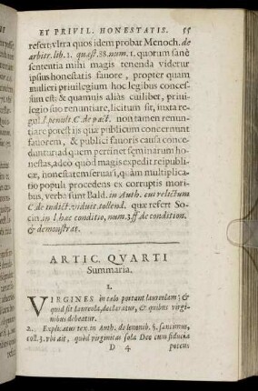 Artic. Quarti [De Virginibus.]