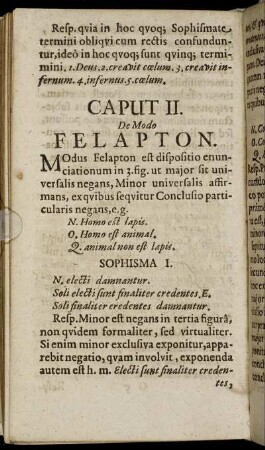 Caput II. De Modo Felapton.