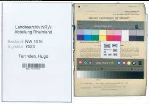 Entnazifizierung Hugo Terlinden , geb. 04.09.1890 (Magazinverwalter)