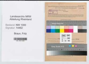 Entnazifizierung Fritz Braun, geb. 07.04.1904 (Techniker)