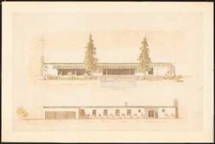 Landhaus, Nyon (Haus Schwebes, zahlreiche Varianten): Haupt-Ansichten (Variante mit Flachdach)