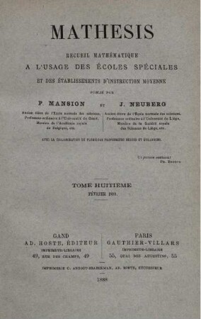 TOME HUITIÉME. FÉVRIER 1888.