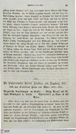 XIII: Die Klosterverweser Bischof Adalbero von Augsburg 893-898 und Erzbischof Hatto von Mainz 898-913