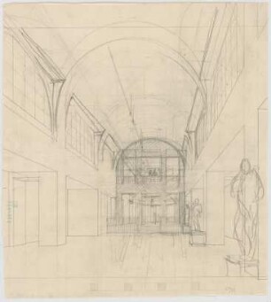Fischer, Theodor; Kassel; Museum (jetzt: Hessisches Landesmuseum) - Innenraum (Perspektive)