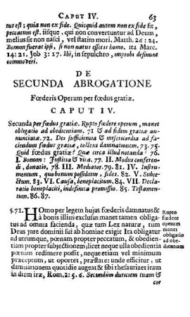 De Secunda Abrogatione Fœderis Operum per fœdus gratiæ. Caput IV.