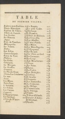 Table du premier volume.