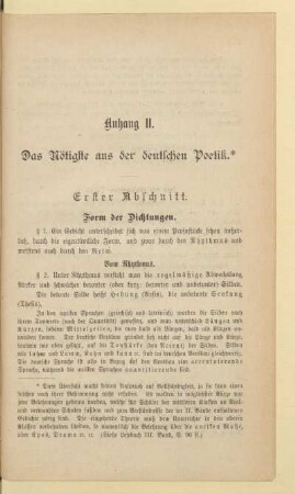 Anhang II. Das Nötigste aus der deutschen Poetik