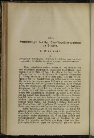 XVII. Entscheidungen des Kgl. Ober-Appellationsgerichts zu Dresden