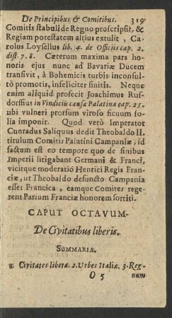 Caput Octavum. De Civitatibus liberis.