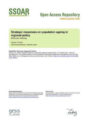 Strategic responses on population ageing in regional policy