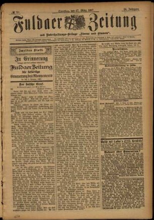 Zweite Ausgabe vom Samstag, den 27. März 1897.