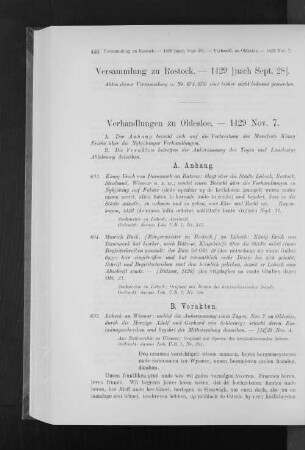 Versammlung zu Rostock. - 1429 [nach Sept. 28].