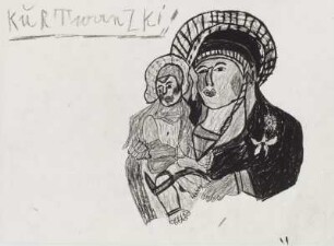 Ohne Titel (Gottesmutter mit Kind) : Ohne Titel (Gottesmutter mit Kind). Mischtechnik auf Papier. Ausstellung: Kurt Wanski. Arbeiten auf Papier, 10.01.-02.03.2003