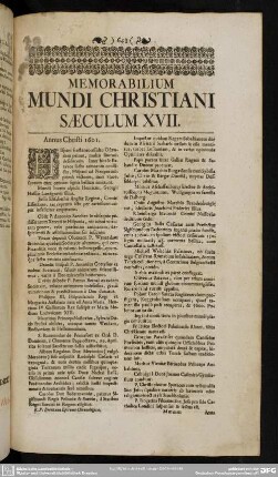 Memorabilium Mundi Christiani Saeculum XVII.