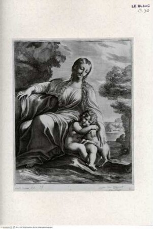 Galleria Giustiniana del marchese Vincenzo Giustiniani. 2 Bände., 1. Band, Tafel 5: Maria mit dem Jesuskind, das ein Lamm im Arm hält