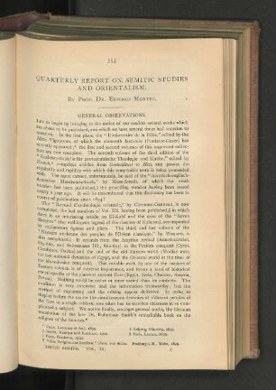 Quarterly Report on Semitic Studies and Orientalism.