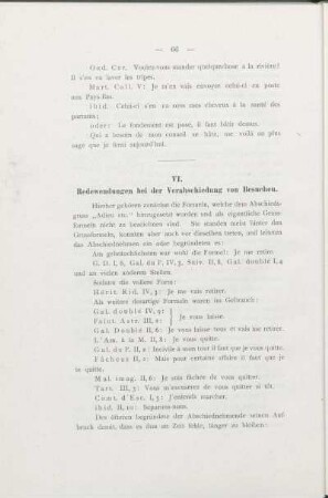 VI. Redewendungen bei der Verabschiedung von Besuchen.