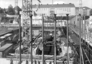 Baustelle Sächsische Landesbibliothek - Staats- und Universitätsbibliothek Dresden, Zentralbibliothek. Rohbau, Bereich Lesesaal : Dresden-Räcknitz, Zellescher Weg 18. Baustelle Sächsische Landesbibliothek - Staats- und Universitätsbibliothek Dresden, Zentralbibliothek. Rohbau, Bereich Lesesaal