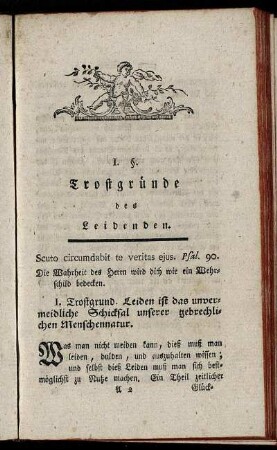 I. §. Trostgründe des Leidenden.