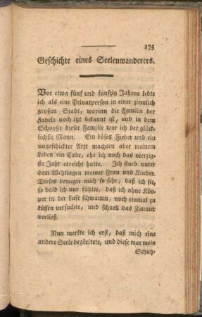 Geschichte eines Seelenwanderers