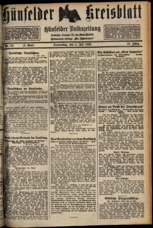 Zweite Ausgabe vom Donnerstag, den 04. Juli 1929.