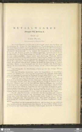 Metallwaaren : (Gruppe VII, Section 4)