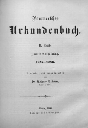 Pommersches Urkundenbuch, 2,2. 1278 - 1286
