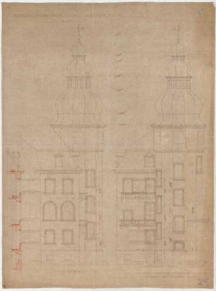 Thiersch, Friedrich von; Bad Berleburg (Nordrhein-Westfalen); Schloss, Umbau - Großer Turm (Ansichten)