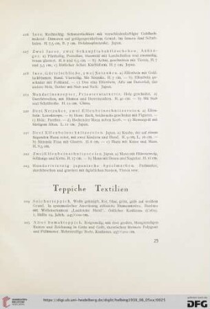 Teppiche, Textilien (Nr. 224-241)