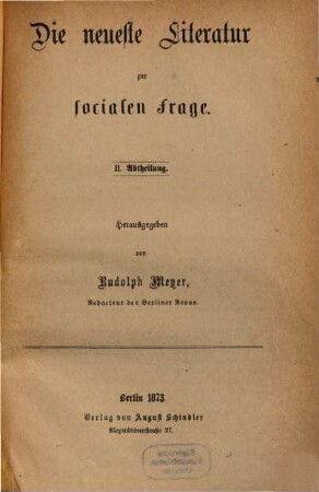 Die neueste Literatur zur socialen Frage, 2
