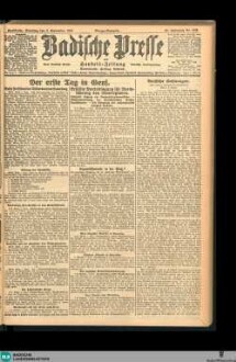 Badische Presse : Generalanzeiger der Residenz Karlsruhe und des Großherzogtums Baden, Morgenausgabe