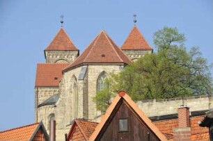 Quedlinburg - Stiftskirche : Stiftskirche vom Wasserwinkel gesehen, aufgenommen in Quedlinburg am 6. April 2014. Foto Uwe Gerig