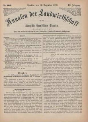 No. 100. Berlin, den 14. Dezember 1872. XII. Jahrgang.