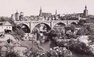Bautzen, Blick über die Kronprinzenbrücke auf die Altstadt