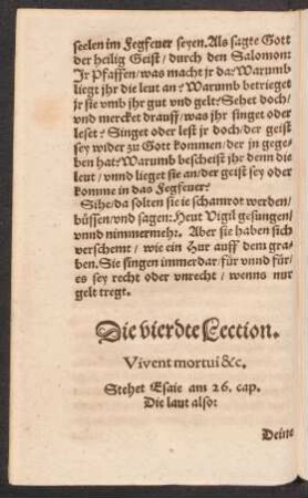 Die vierdte Lection. Vivent mortui &c.
