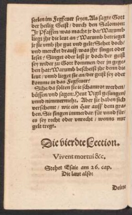 Die vierdte Lection. Vivent mortui &c.