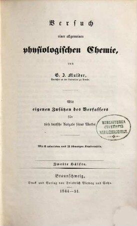 Versuch einer allgemeinen physiologischen Chemie. 2