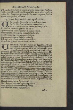 Carmen Lugubre de dominicae passionis die.