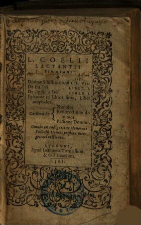 L. Coelii Lactantii Firmiani Diuinaru[m] Institutionu[m] Lib. VII.